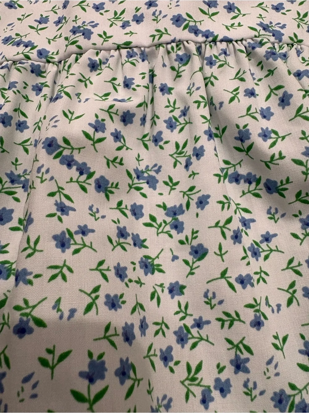 Little English White Romper with Blue & Green Floral Print